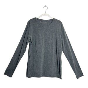 Banana Republic Signature Women's Long Sleeve Crew Top in Dark Gray - Sz L